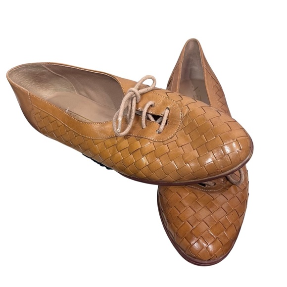 Naturalizer Shoes - Naturalizer Leather Brown Woven Checker Basket Weave Tie Oxford Flat 8.5 Womens